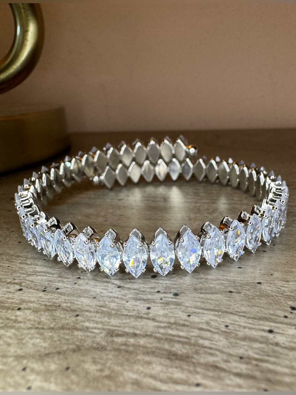 Marquise Wrap Tennis Silver Tone Bracelet